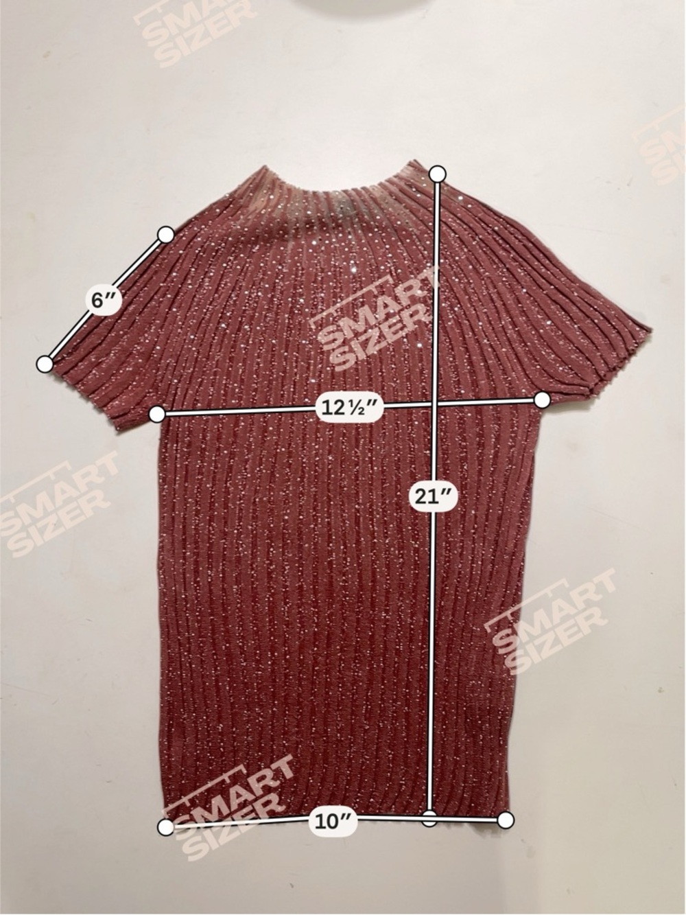 Anewsta Women’s Small Burgundy Ribbed Rhinestone Short Sleeve Knit Blouse - Picture 9 of 9